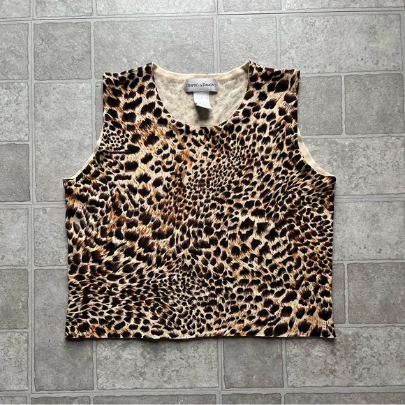 Vintage y2k drapers & damons Leopard cheetah print soft tank top women’s small - Picture 1 of 9